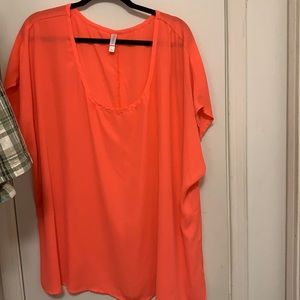 Short sleeve coral polyester blouse, 4X